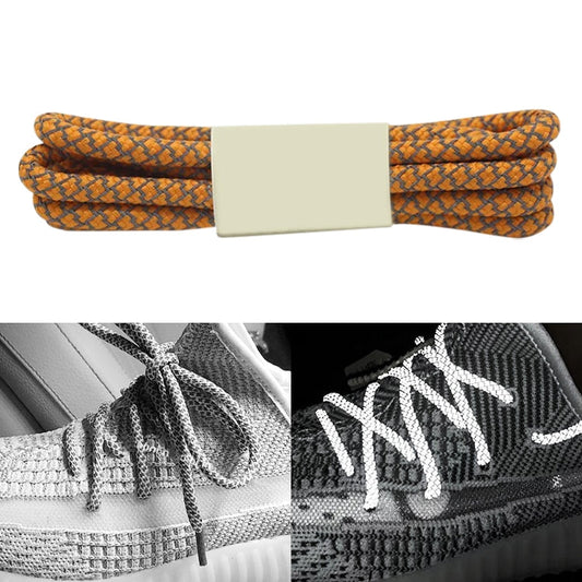 Reflective Shoe laces Round Sneakers ShoeLaces Kids Adult Outdoor Sports Shoelaces Length 100cm Golden