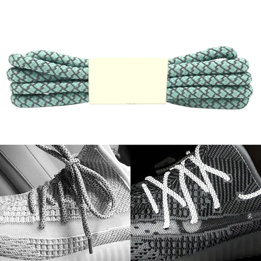 Reflective Shoe laces Round Sneakers ShoeLaces Kids Adult Outdoor Sports Shoelaces Length 120cm Light Green