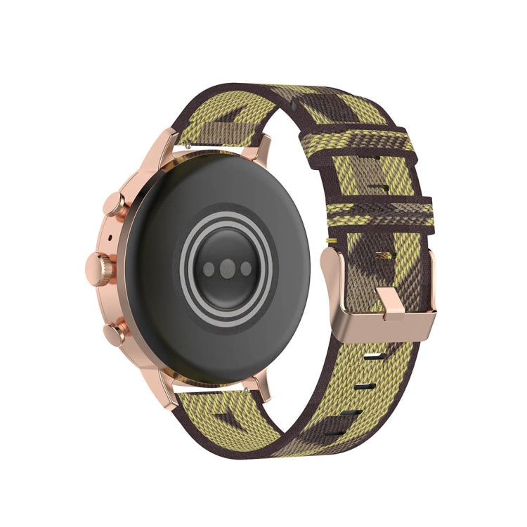 18mm Stripe Weave Nylon Wrist Strap Watch Band for Fossil Female Sport Charter HR Gen 4 Q Venture HR Yellow