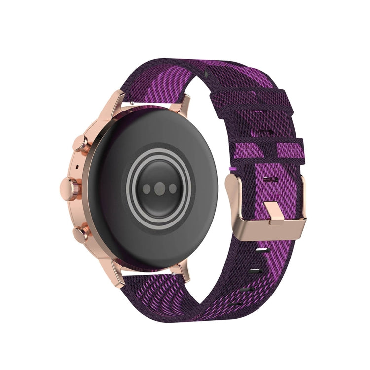 18mm Stripe Weave Nylon Wrist Strap Watch Band for Fossil Female Sport Charter HR Gen 4 Q Venture HR Purple