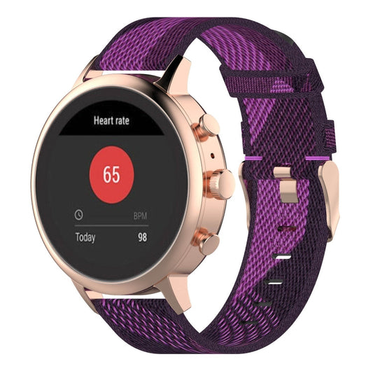 18mm Stripe Weave Nylon Wrist Strap Watch Band for Fossil Female Sport Charter HR Gen 4 Q Venture HR Purple