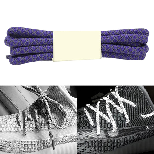 Reflective Shoe laces Round Sneakers ShoeLaces Kids Adult Outdoor Sports Shoelaces Length 120cm Purple