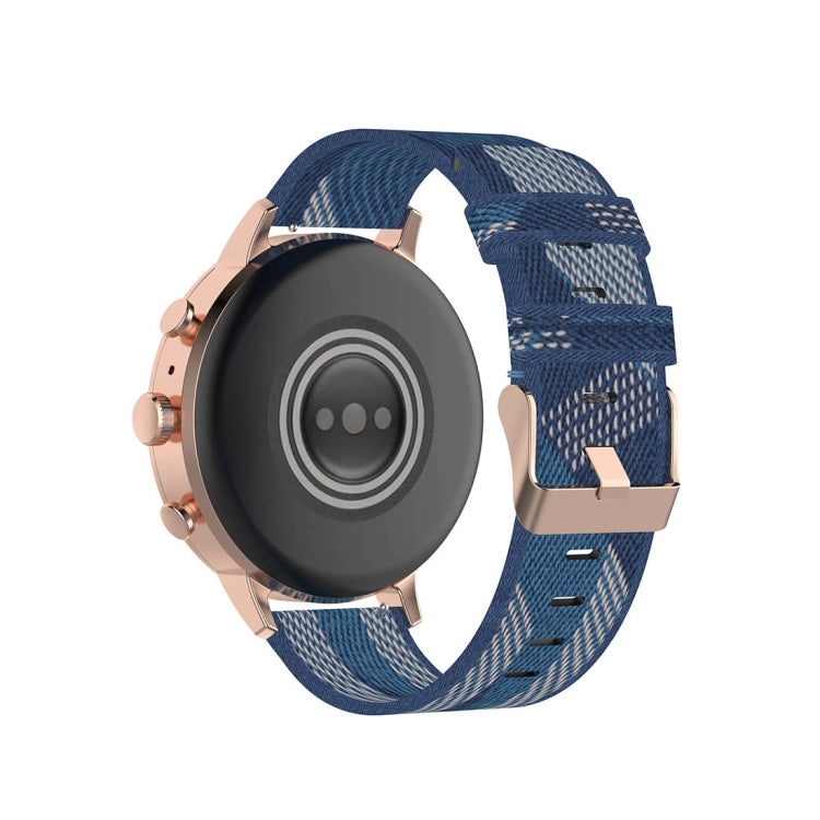18mm Stripe Weave Nylon Wrist Strap Watch Band for Fossil Female Sport Charter HR Gen 4 Q Venture HR Blue